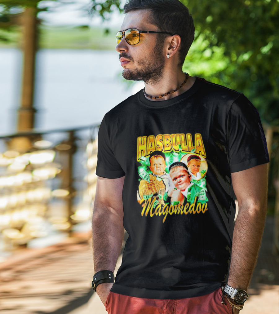 Hasbulla Magomedov Money Collage With Belt And Face Expressions T-Shirt