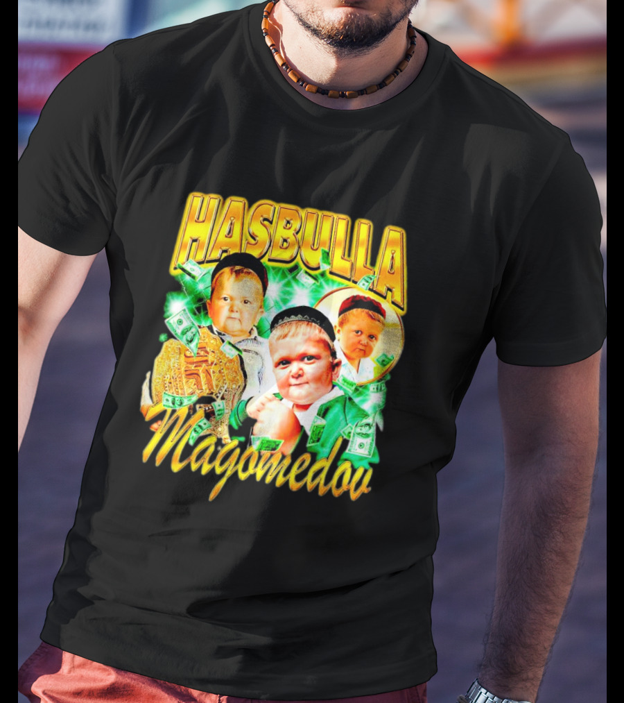 Hasbulla Magomedov Money Collage With Belt And Face Expressions T-Shirt
