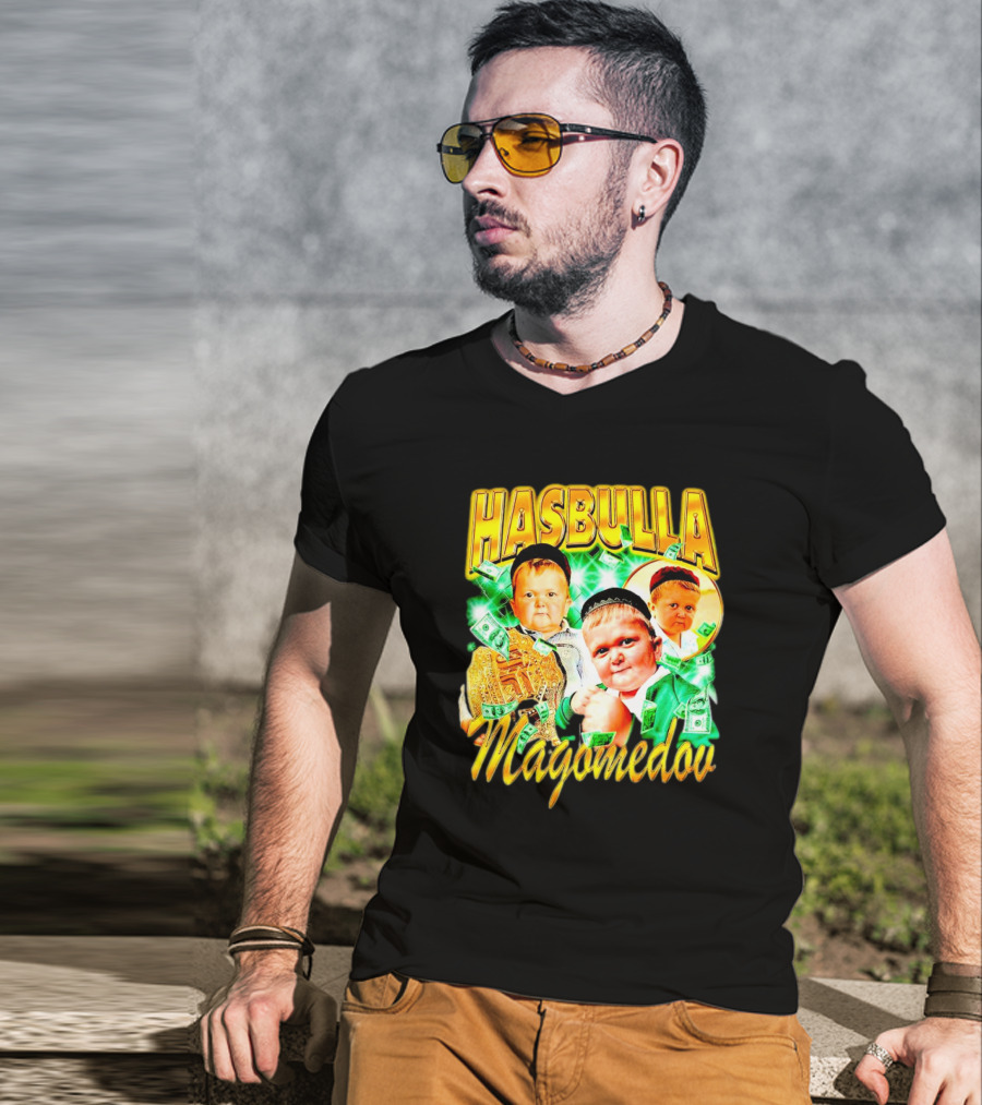 Hasbulla Magomedov Money Collage With Belt And Face Expressions T-Shirt