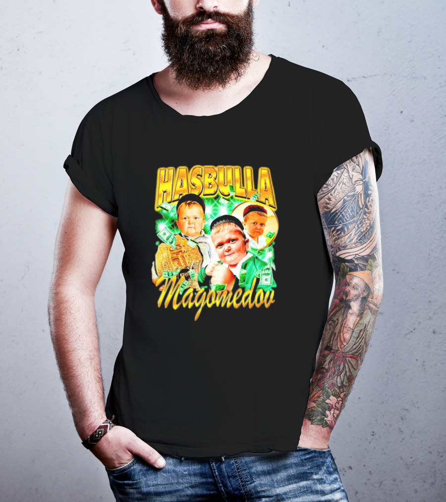 Hasbulla Magomedov Money Collage With Belt And Face Expressions T-Shirt