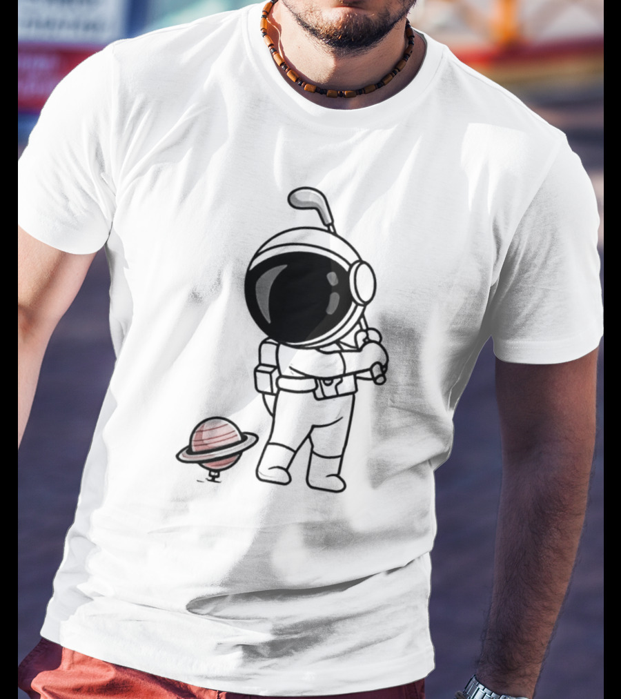 Hip Hop Astronaut Playing Golf With Saturn Chibi T-Shirt