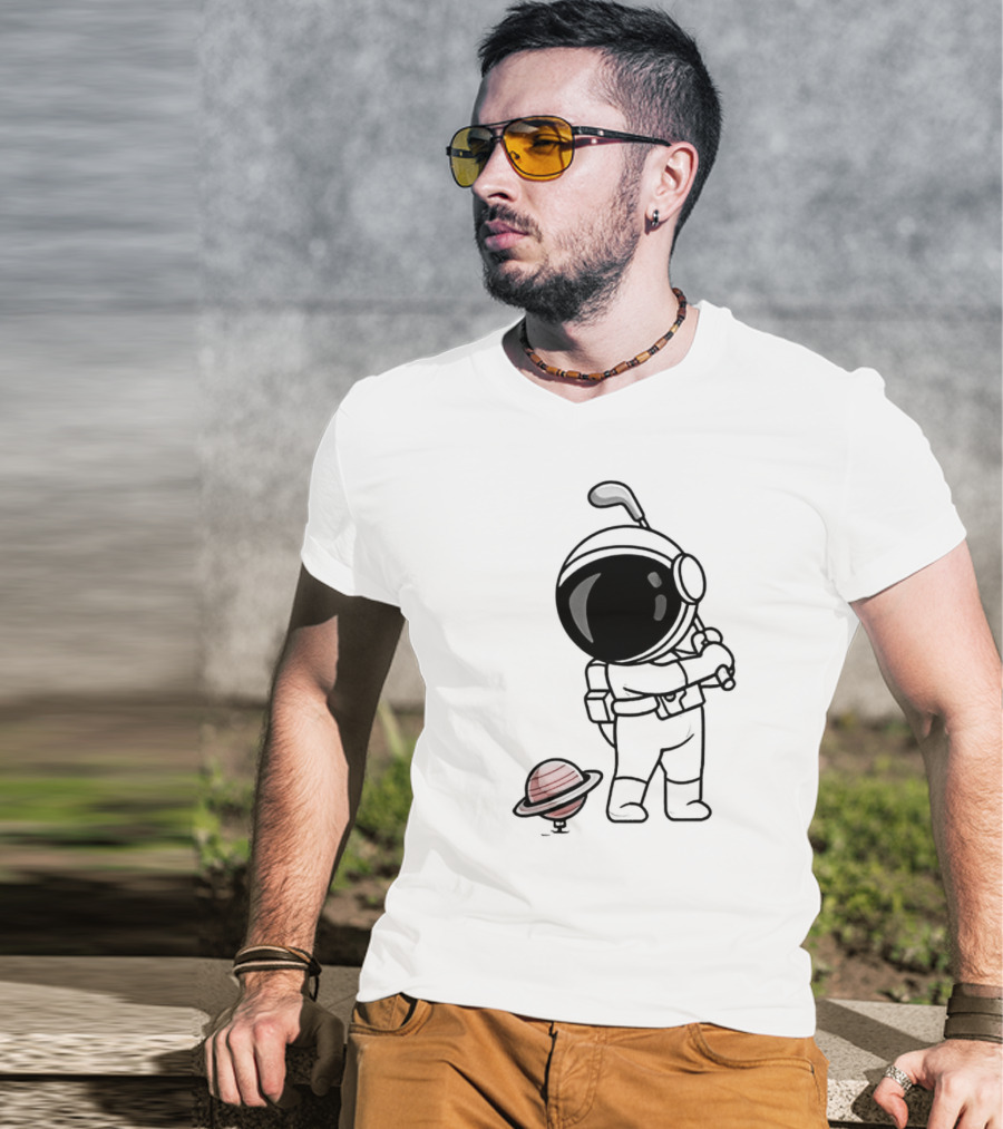 Hip Hop Astronaut Playing Golf With Saturn Chibi T-Shirt