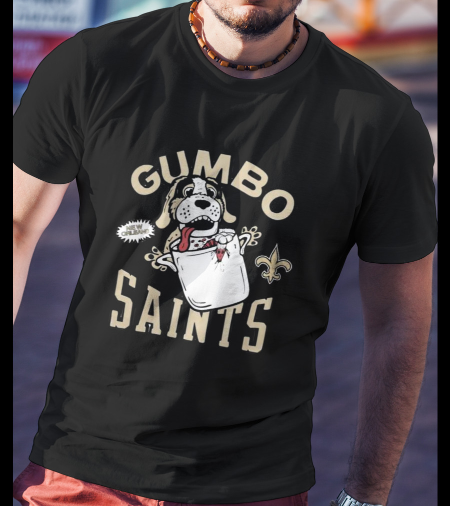 Gumbo Saints New Orleans Fleur-de-Lis Dog Crawfish Gotcha T-Shirt