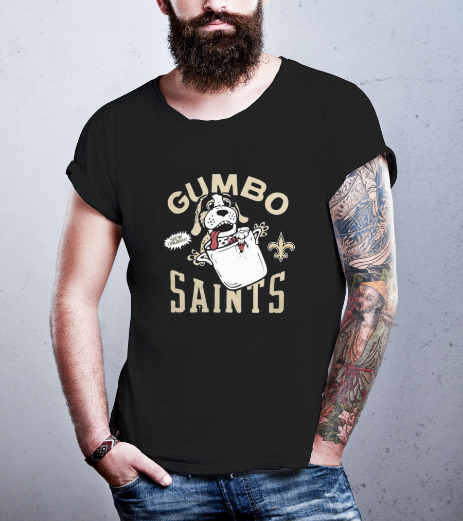 Gumbo Saints New Orleans Fleur-de-Lis Dog Crawfish Gotcha T-Shirt