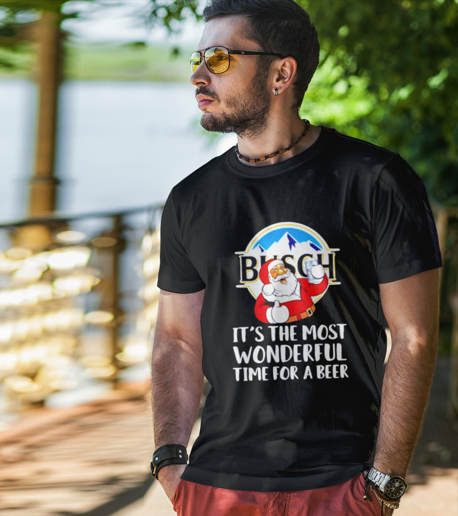 Busch Light Santa It's The Most Wonderful Time For A Beer Christmas T-Shirt