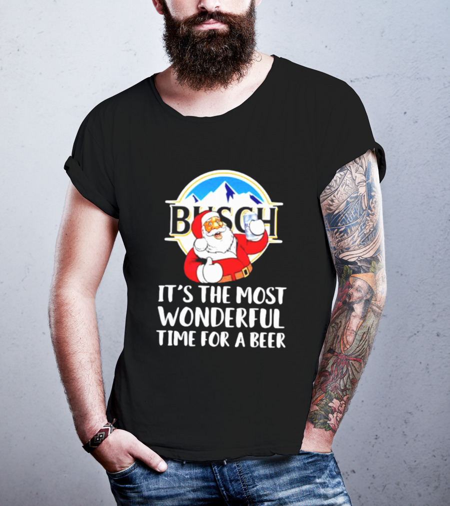 Busch Light Santa It's The Most Wonderful Time For A Beer Christmas T-Shirt