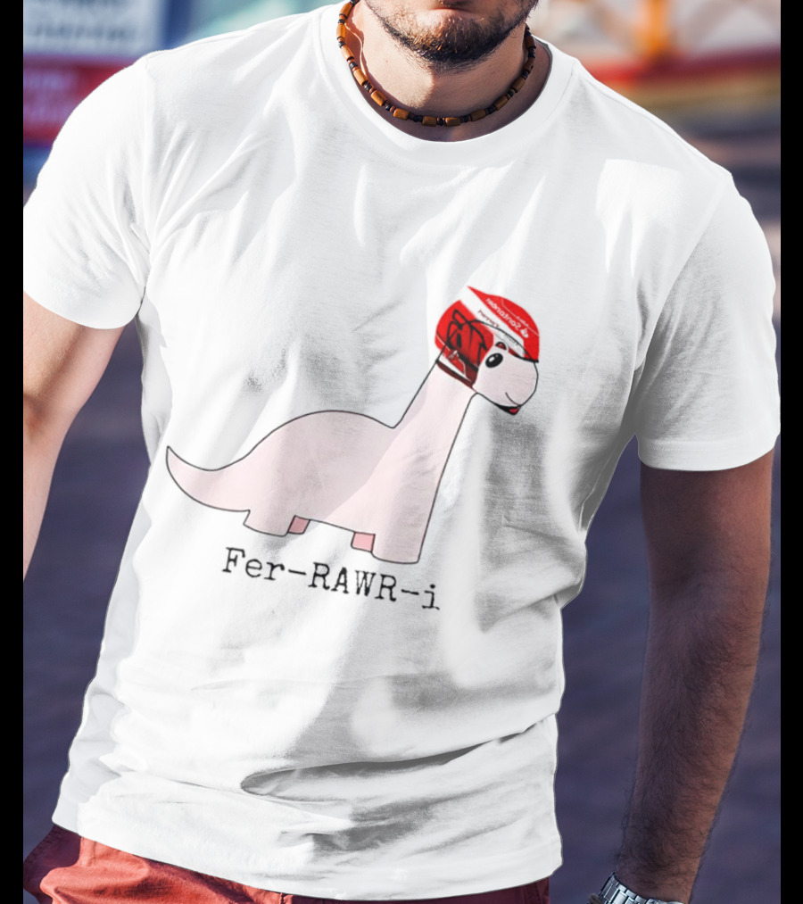 Fer-Rawr-i Dino With Racing Helmet T-Shirt
