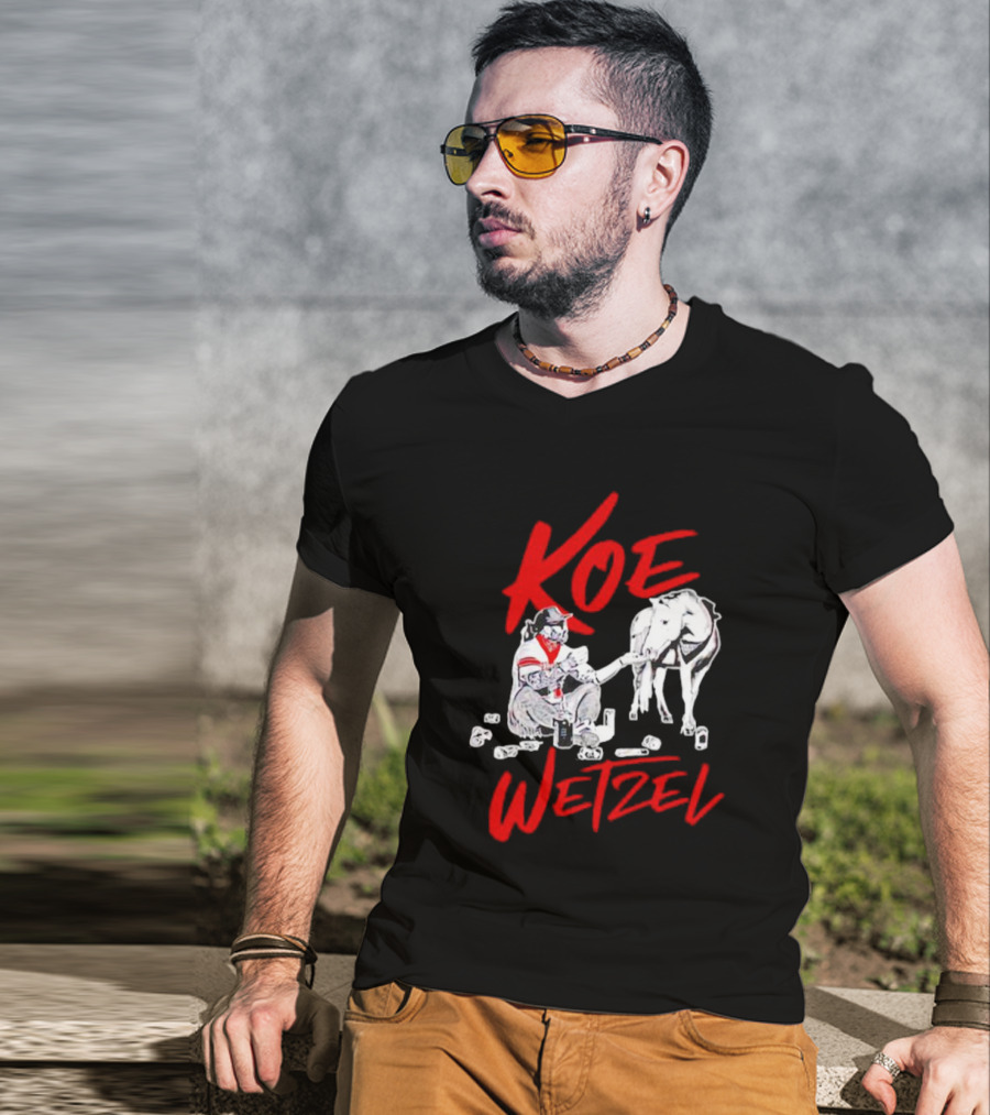 Koe Wetzel Feeding Horse Surrounded By Cans T-Shirt