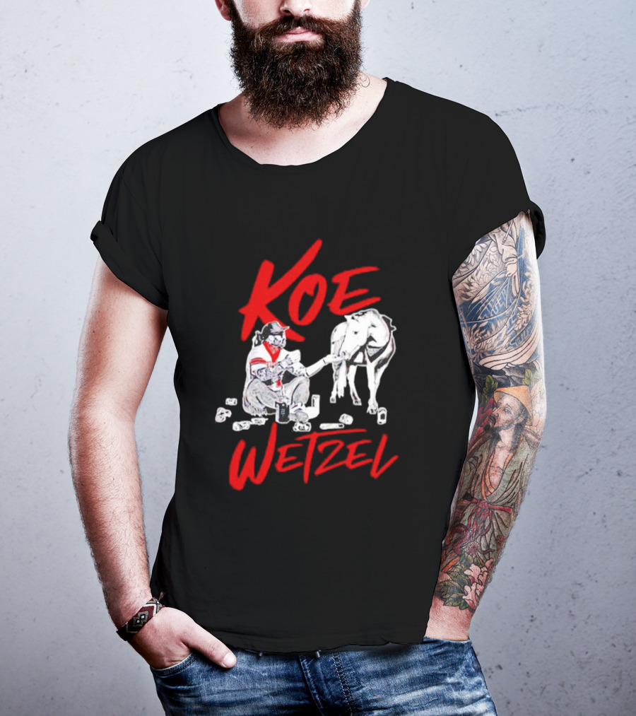 Koe Wetzel Feeding Horse Surrounded By Cans T-Shirt
