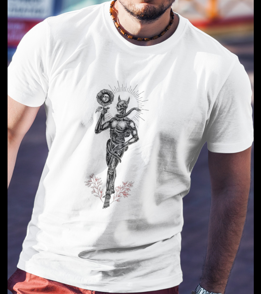 Micah Ulrich Flayed Skeletal Demon Holding Sun Mask T-Shirt