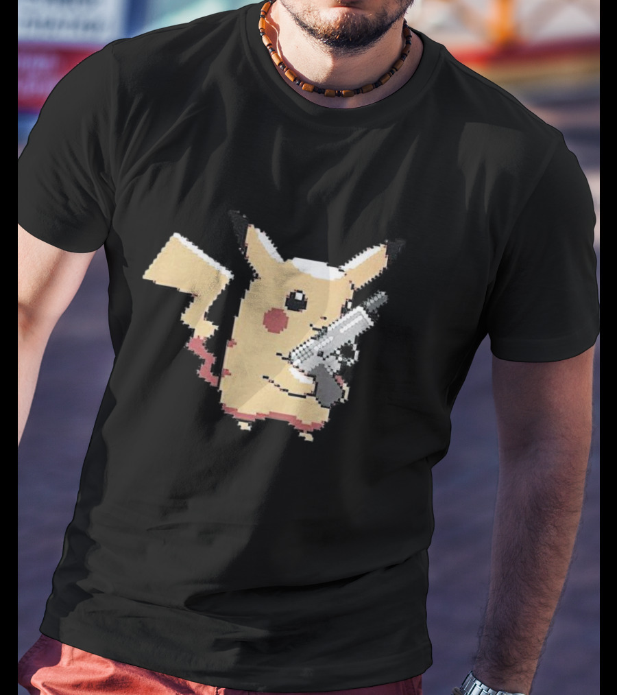 Pikachu Gun Pixelated T-Shirt