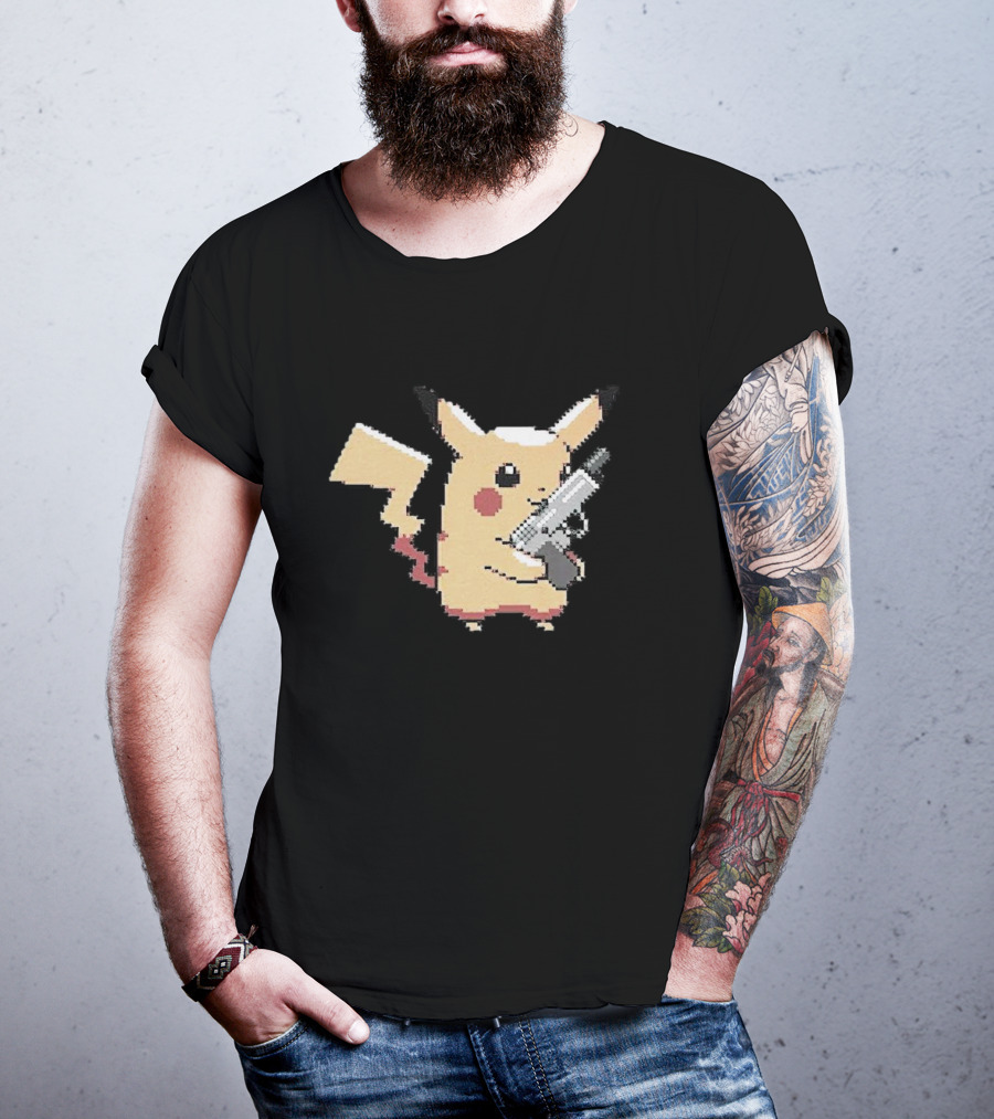 Pikachu Gun Pixelated T-Shirt