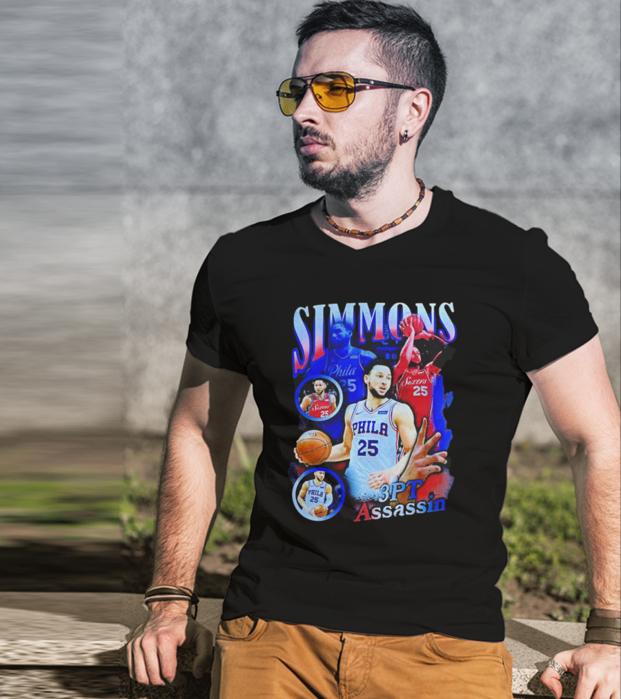 Simmons 3 Pt Assassin Philadelphia 25 Basketball Player T-Shirt