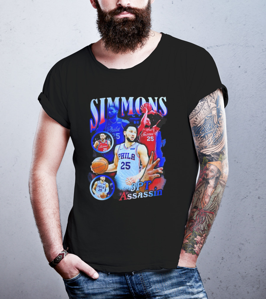 Simmons 3 Pt Assassin Philadelphia 25 Basketball Player T-Shirt