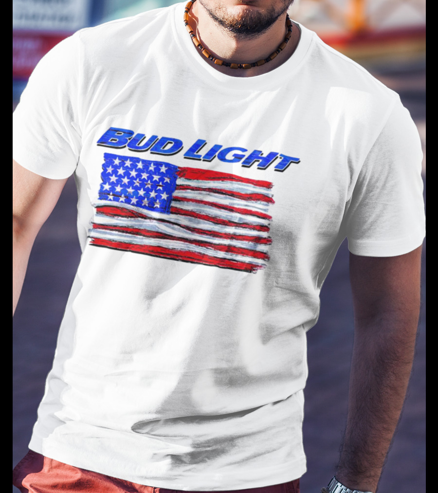 Bud Light American Flag Stars And Stripes Patriotic T-Shirt