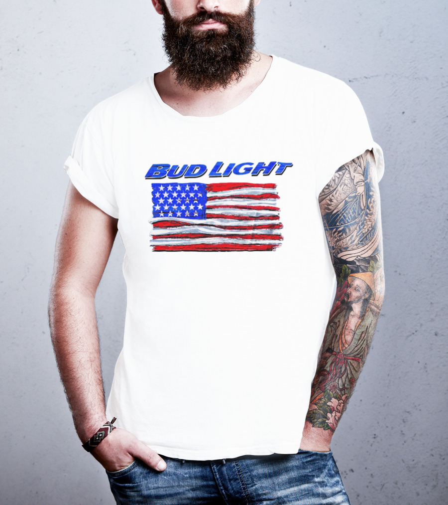Bud Light American Flag Stars And Stripes Patriotic T-Shirt
