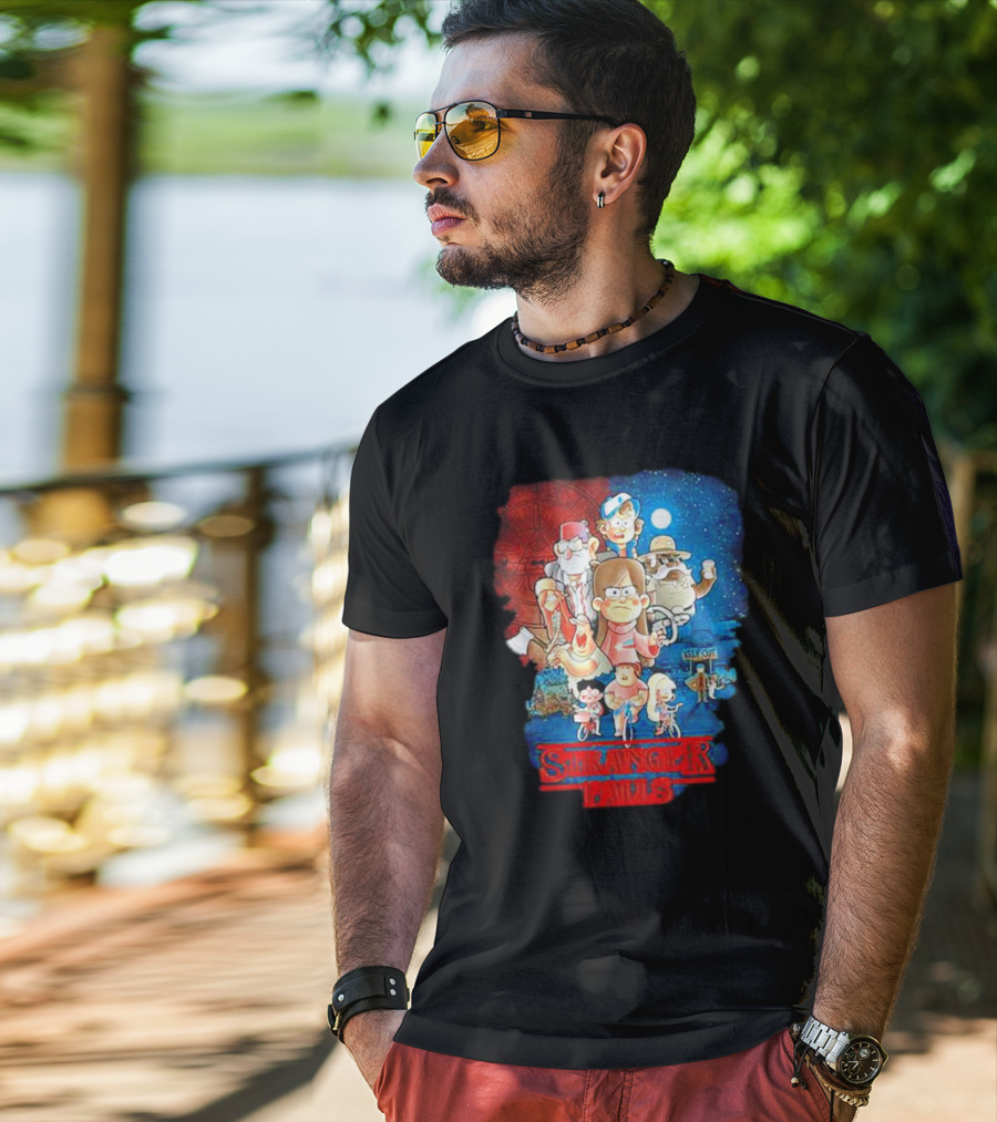 Stranger Falls Gravity Falls Parody Nighttime Adventure Scene T-Shirt