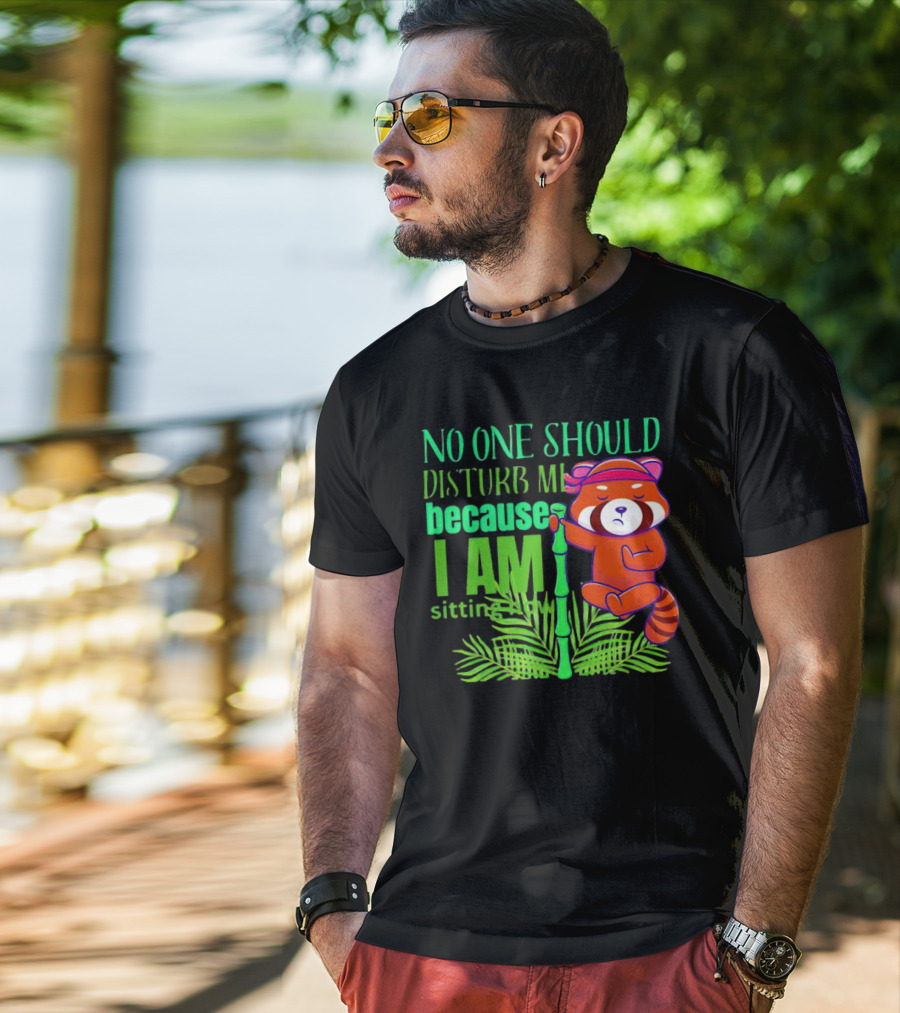 No One Should Disturb Me Because I Am Sitting Now Panda With Bamboo T-Shirt