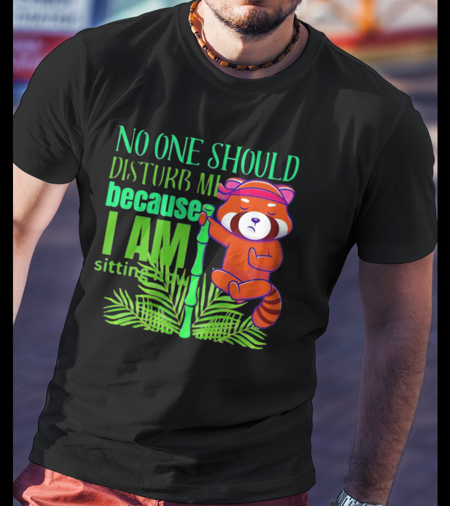 No One Should Disturb Me Because I Am Sitting Now Panda With Bamboo T-Shirt