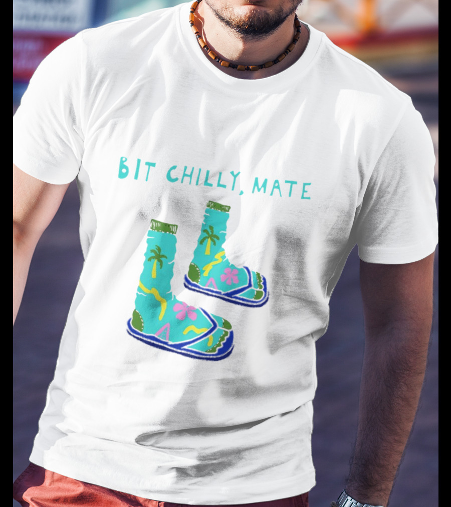 Bit Chilly Mate Tropical Socks And Sandals Combo T-Shirt