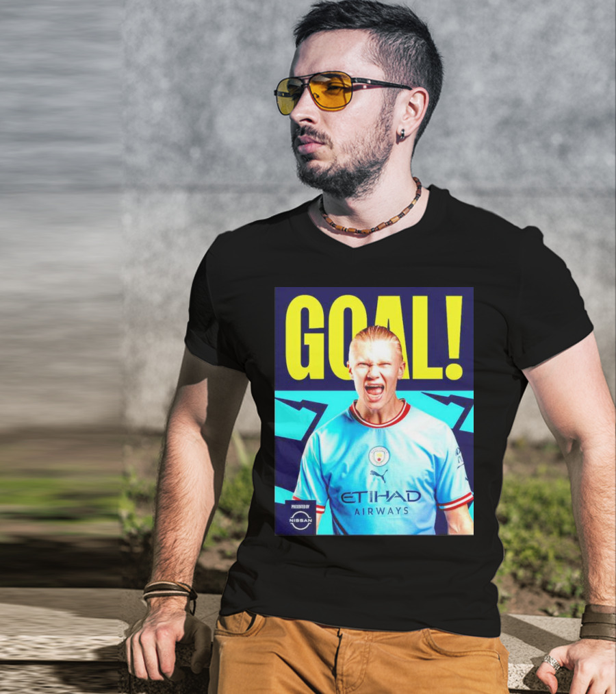 GOAL Erling Haaland Manchester City Etihad Airways Presented By Nissan T-Shirt