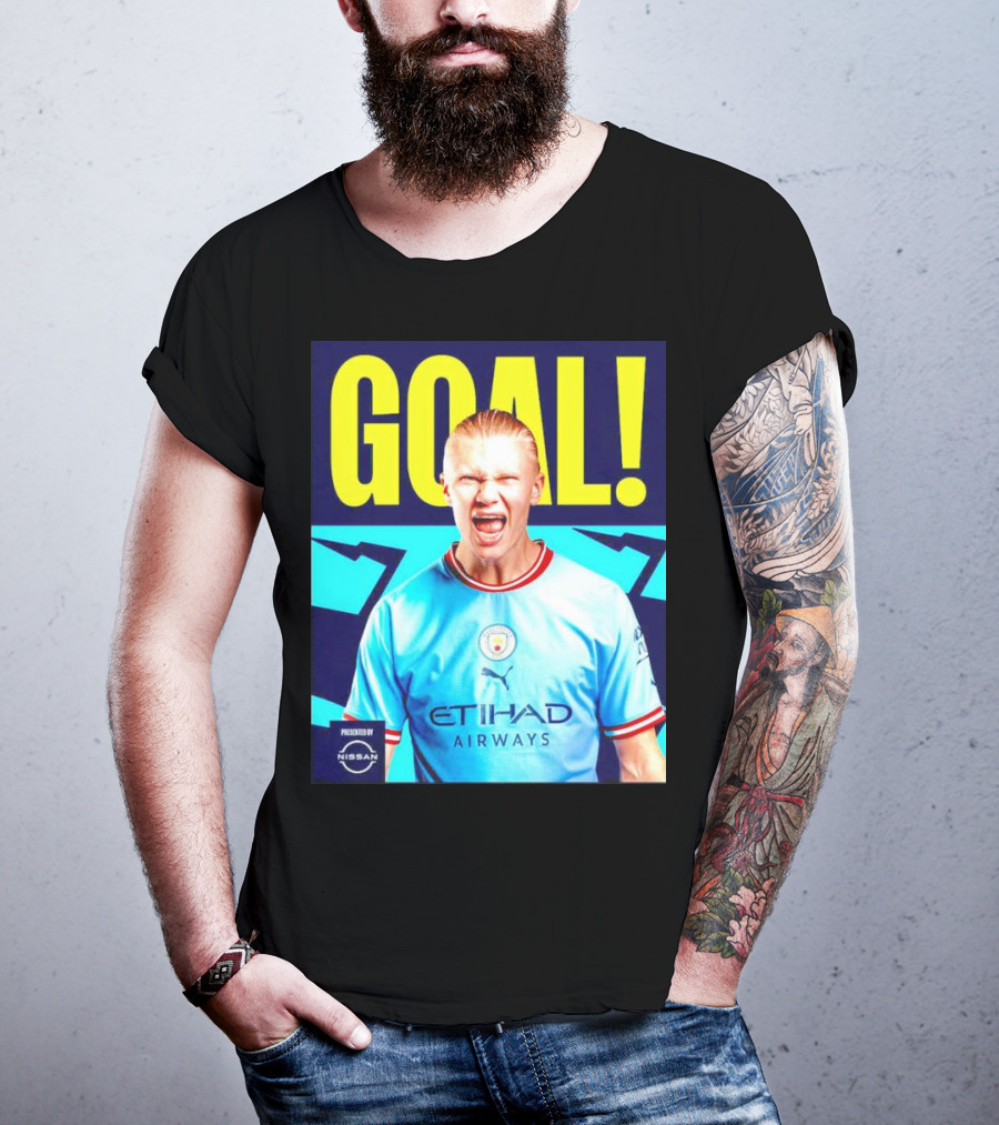 GOAL Erling Haaland Manchester City Etihad Airways Presented By Nissan T-Shirt