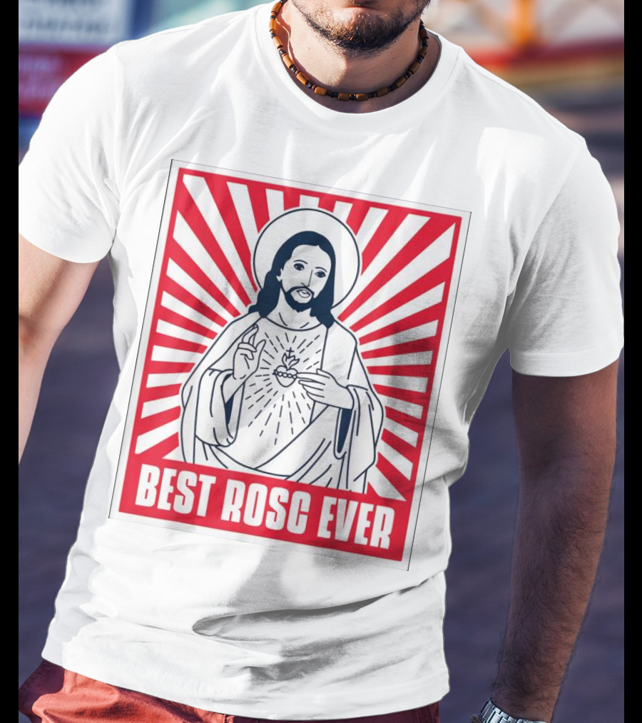 Jesus Best Rosc Ever Iconic Sacred Heart Red Sunburst T-Shirt