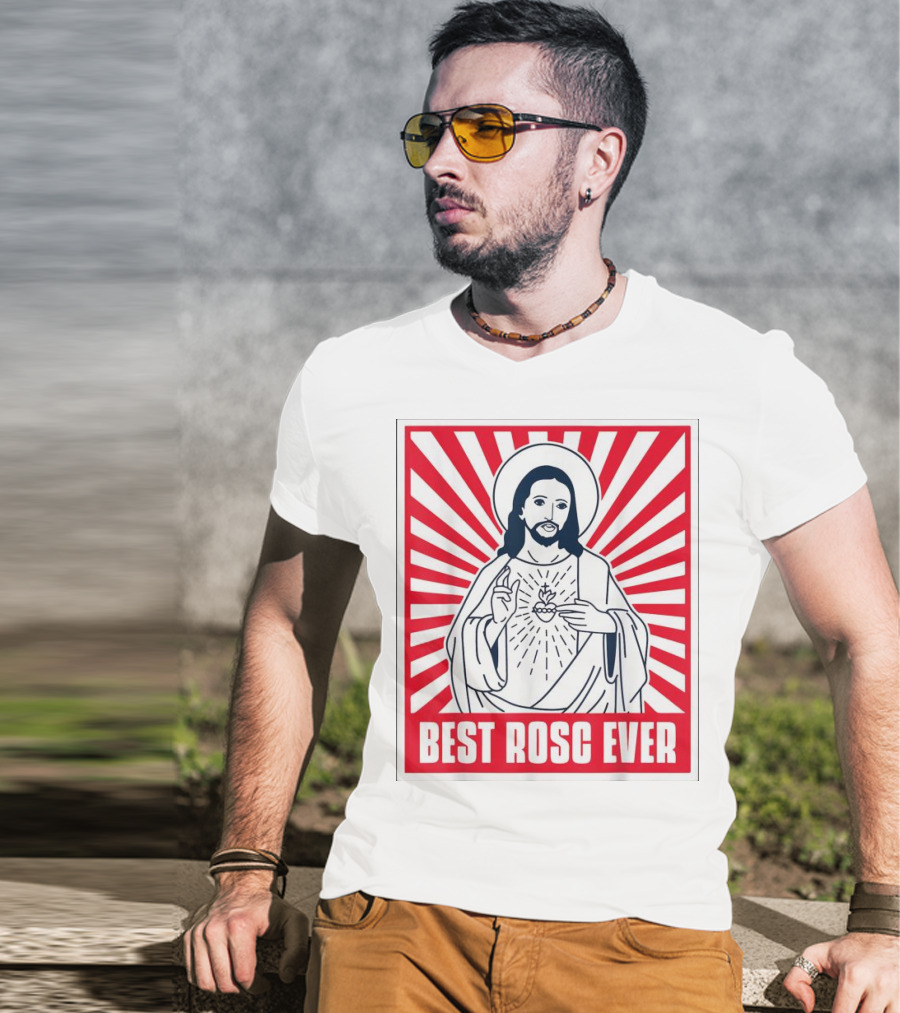 Jesus Best Rosc Ever Iconic Sacred Heart Red Sunburst T-Shirt