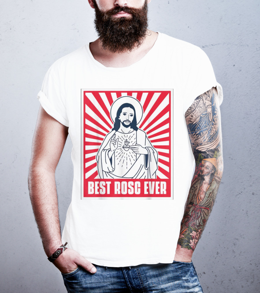 Jesus Best Rosc Ever Iconic Sacred Heart Red Sunburst T-Shirt