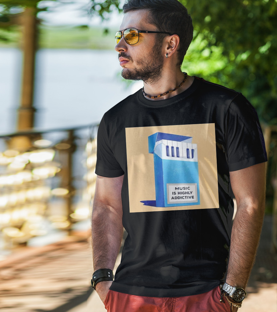Music Is Highly Addictive Piano Cigarette Pack Visual T-Shirt
