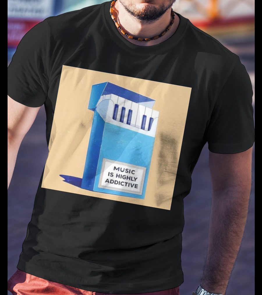 Music Is Highly Addictive Piano Cigarette Pack Visual T-Shirt