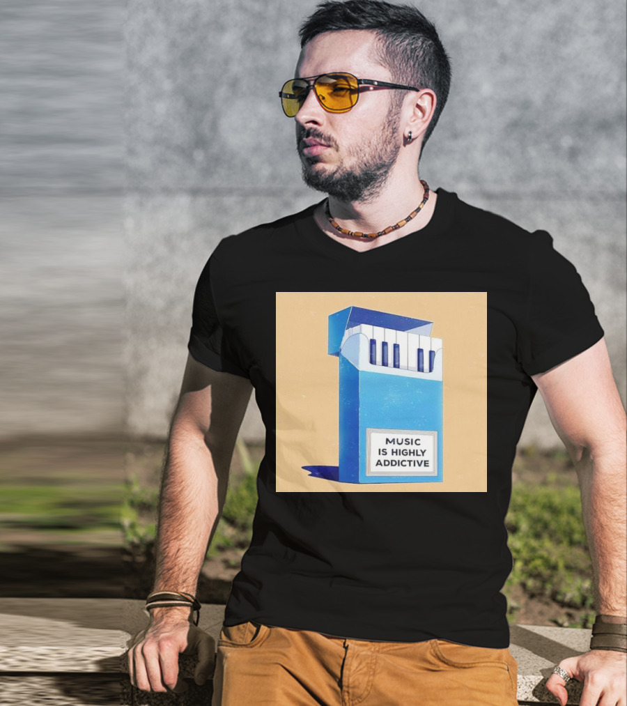 Music Is Highly Addictive Piano Cigarette Pack Visual T-Shirt