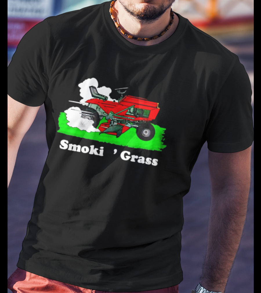 Smokin’ Grass Red Tractor On Green Field T-Shirt