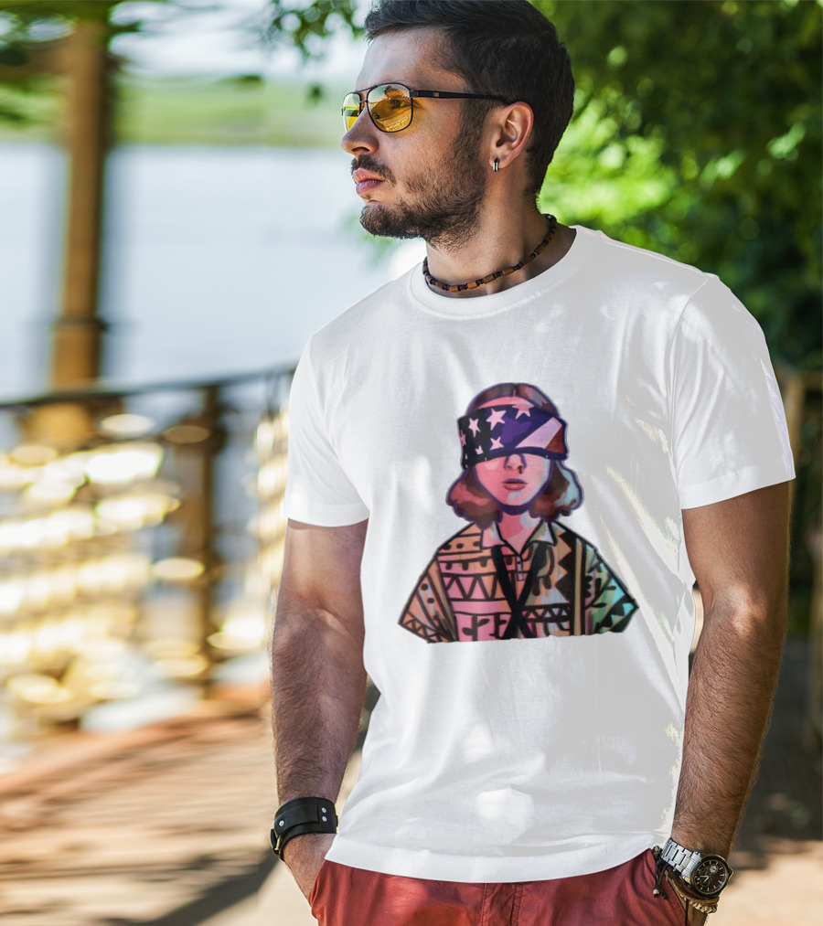 Stranger Things Season 3 Eleven Blindfolded American Flag T-Shirt