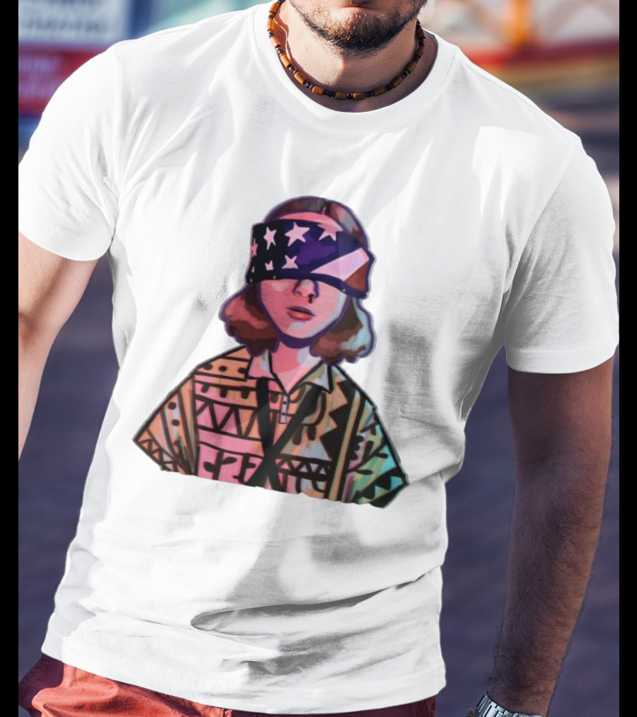 Stranger Things Season 3 Eleven Blindfolded American Flag T-Shirt