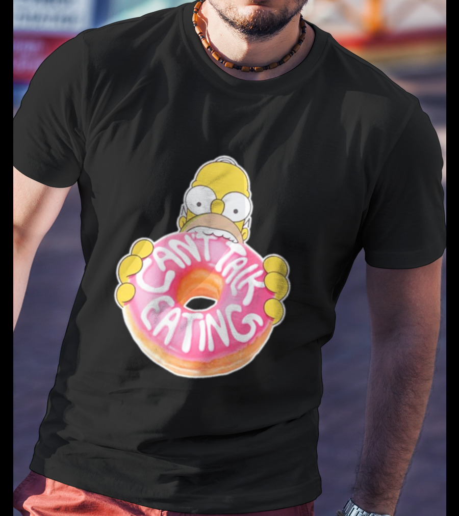 The Simpsons Homer Can't Talk Eating Donut T-Shirt