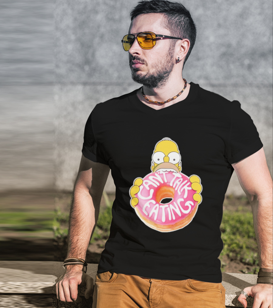 The Simpsons Homer Can't Talk Eating Donut T-Shirt