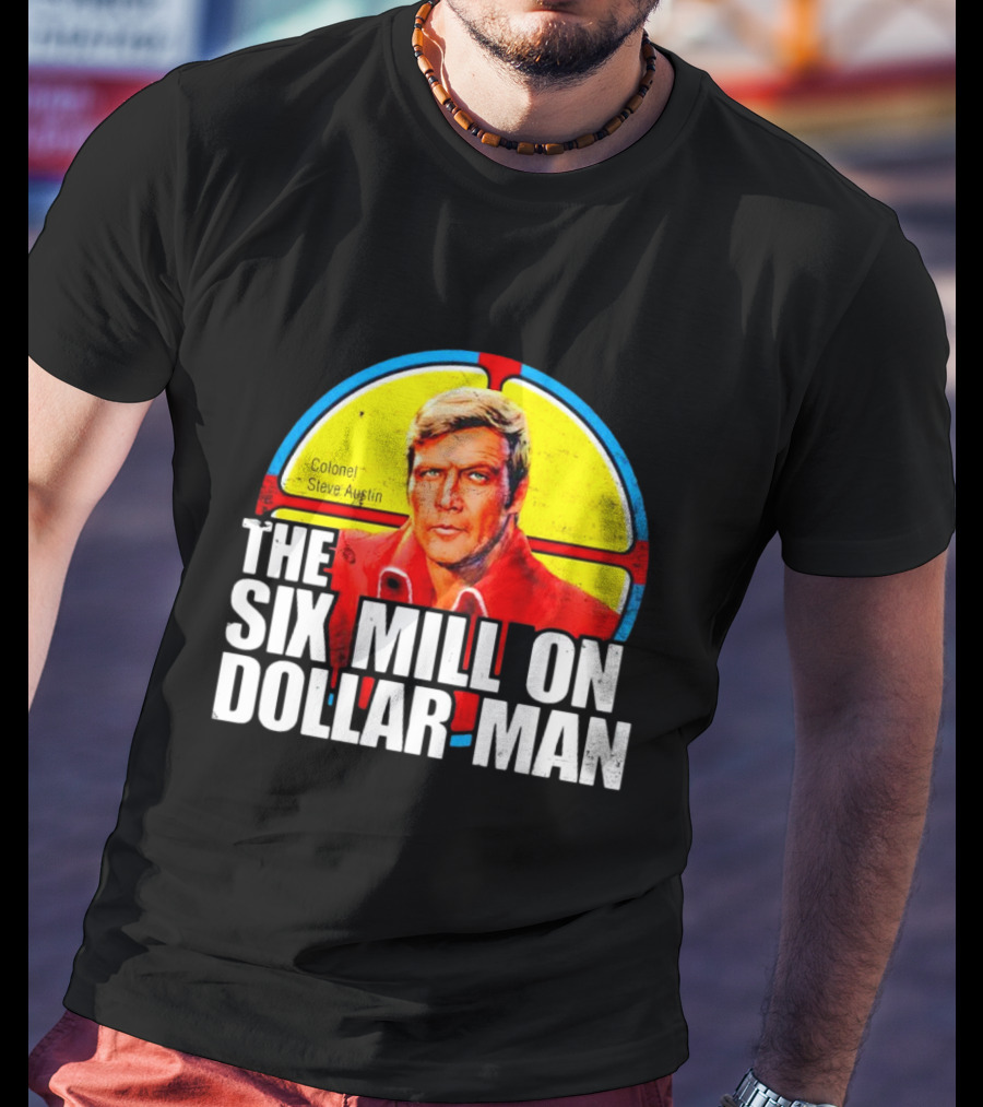 Colonel Steve Austin The Six Million Dollar Man Retro Stained Glass T-Shirt