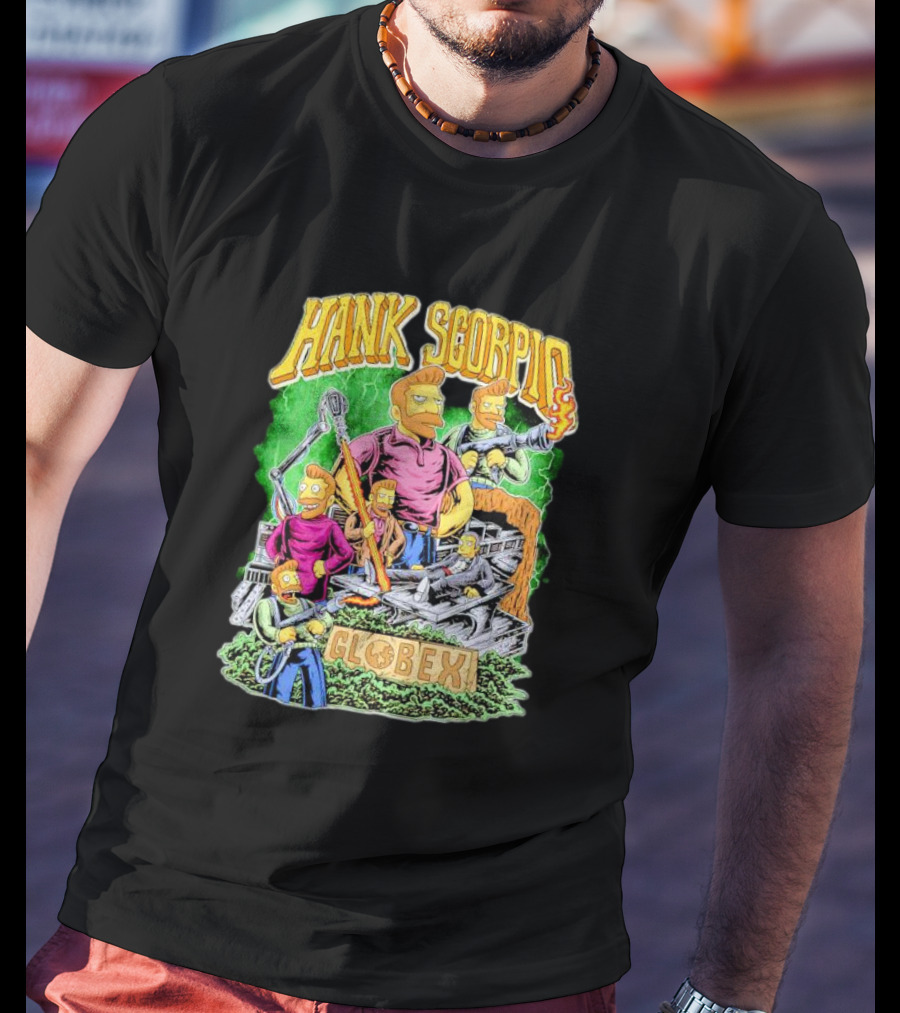Hank Scorpio Globex Illustrated Character Group Scene T-Shirt