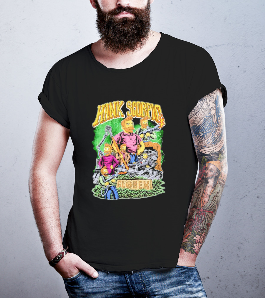 Hank Scorpio Globex Illustrated Character Group Scene T-Shirt