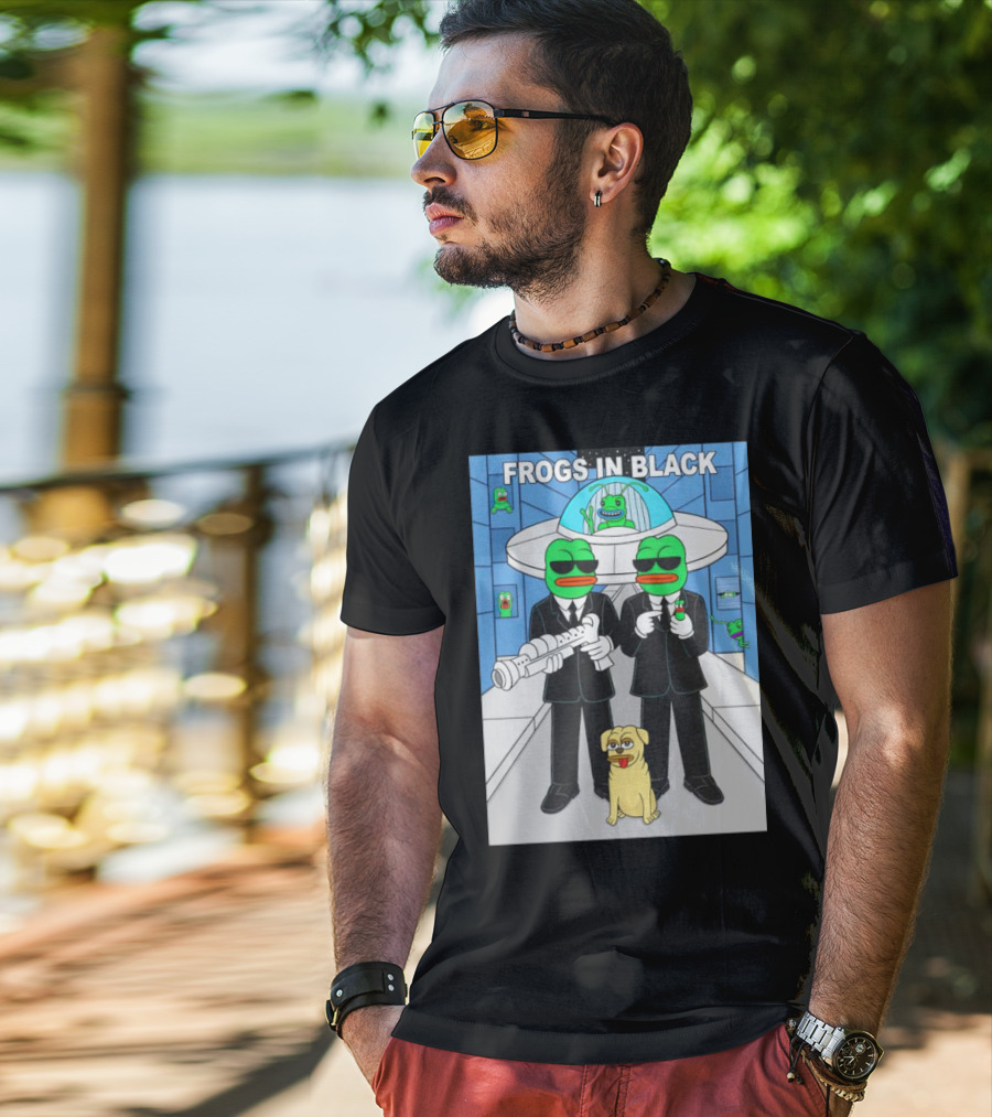 Frogs In Black T-Shirt