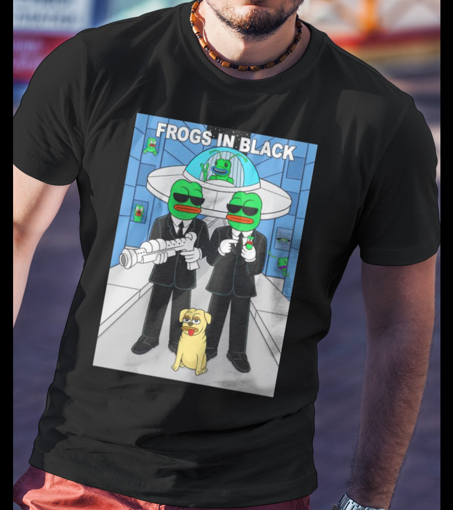 Frogs In Black T-Shirt