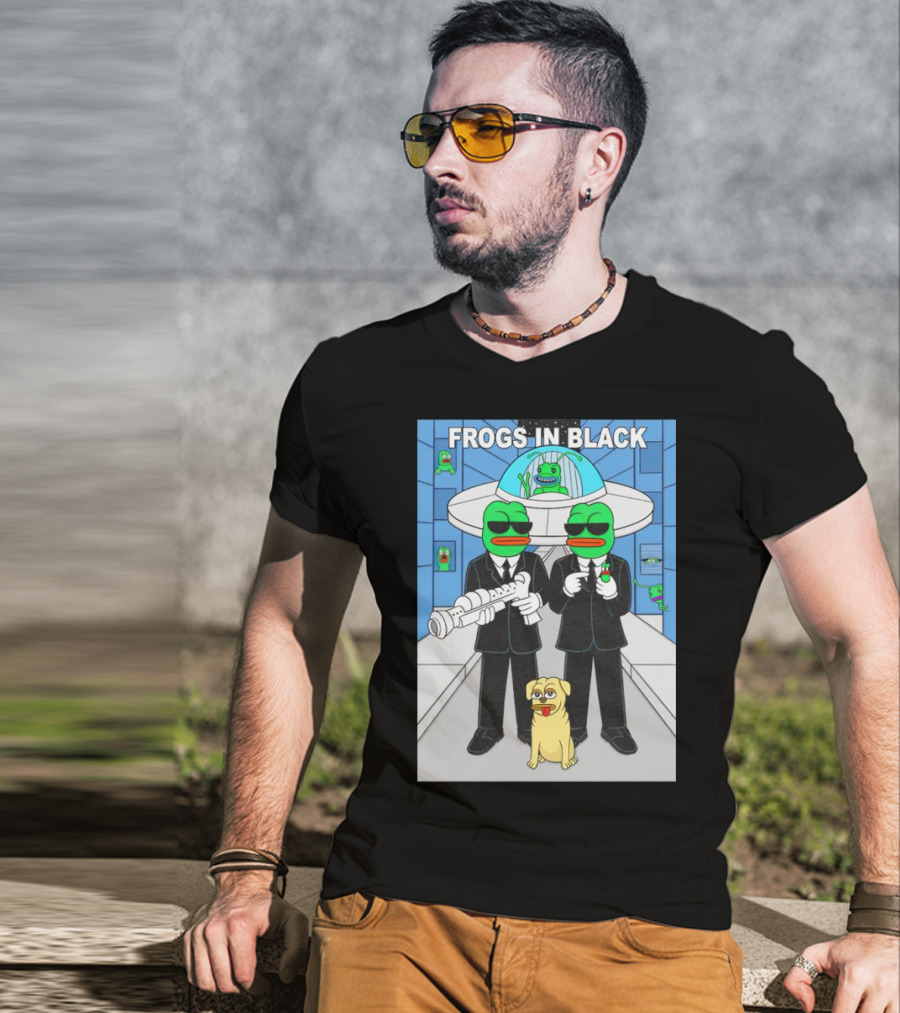 Frogs In Black T-Shirt