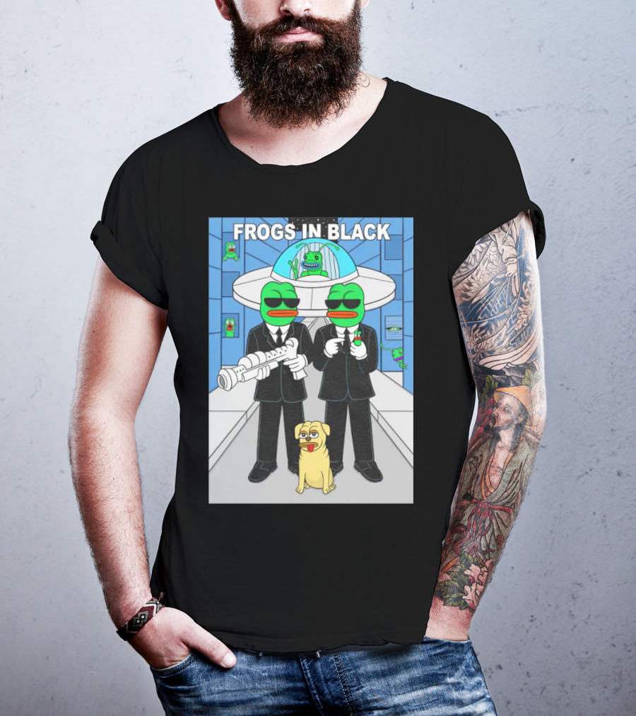 Frogs In Black T-Shirt
