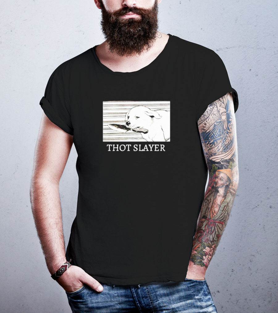 Thot Slayer Dog With Knife T-Shirt