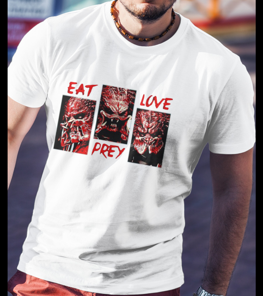 Eat Prey Love Predator Red Creature Faces T-Shirt