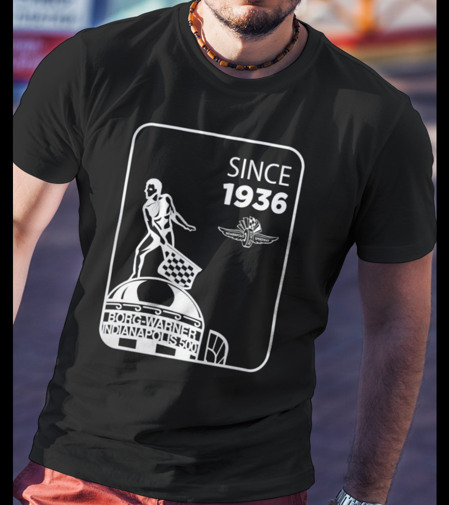 Since 1936 Borg Warner Indianapolis 500 Wing Wheel Flag Trophy T-Shirt