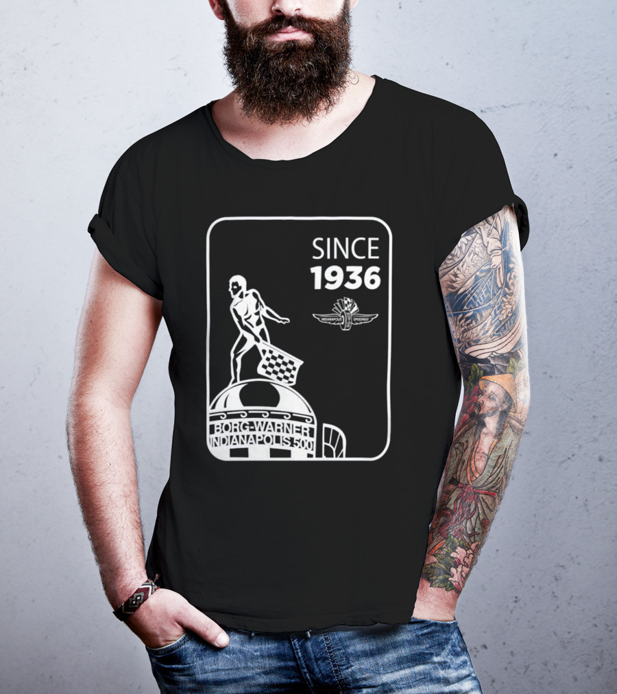 Since 1936 Borg Warner Indianapolis 500 Wing Wheel Flag Trophy T-Shirt