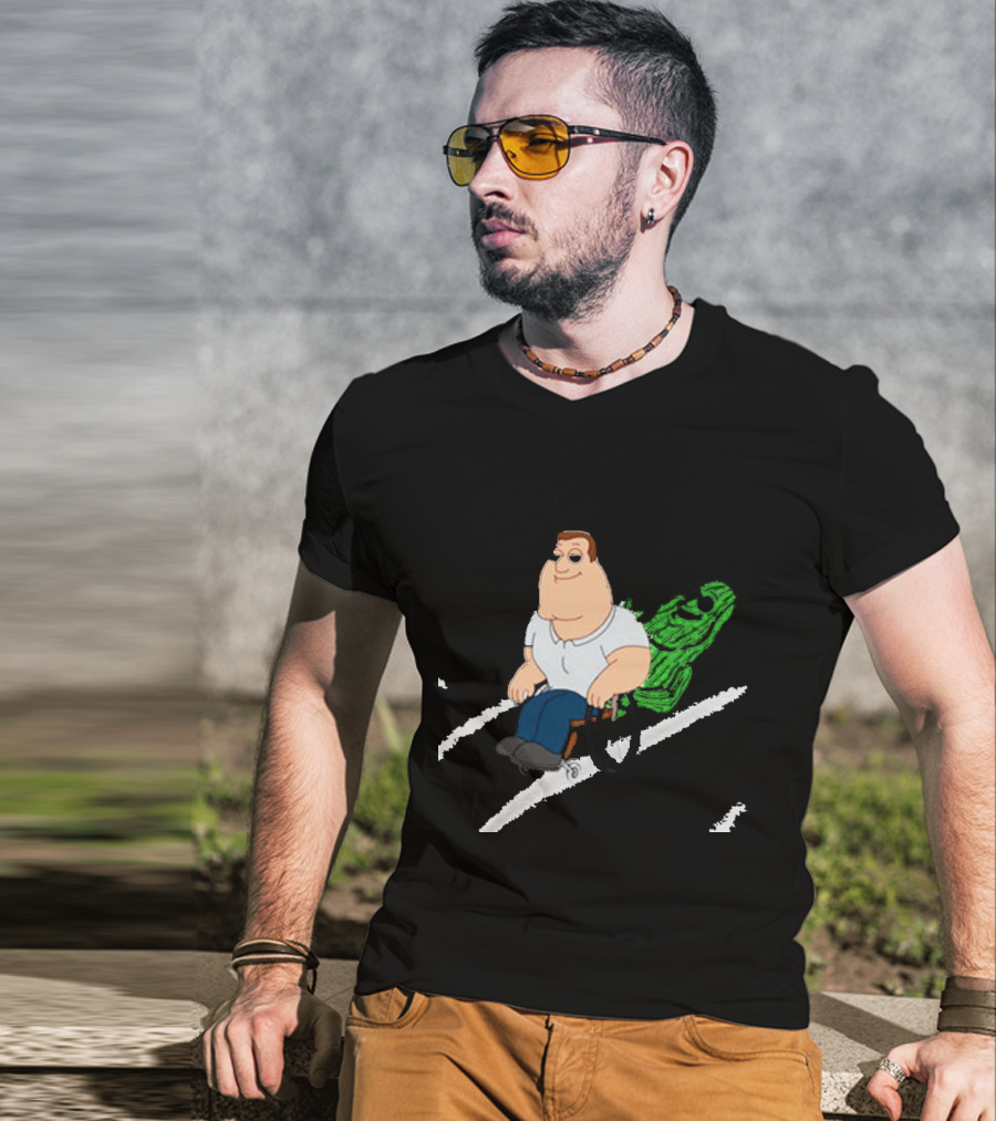 Joe Swanson Riding Cucumber Joe T-Shirt