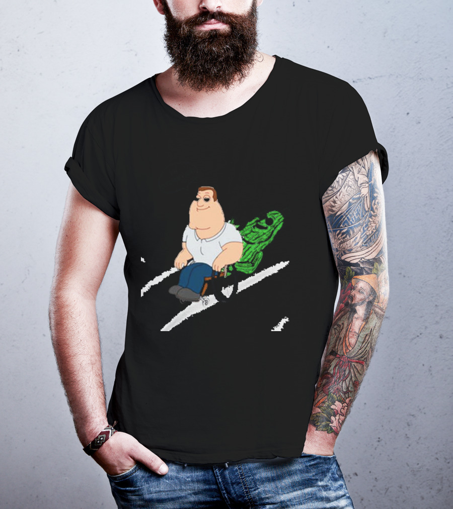 Joe Swanson Riding Cucumber Joe T-Shirt